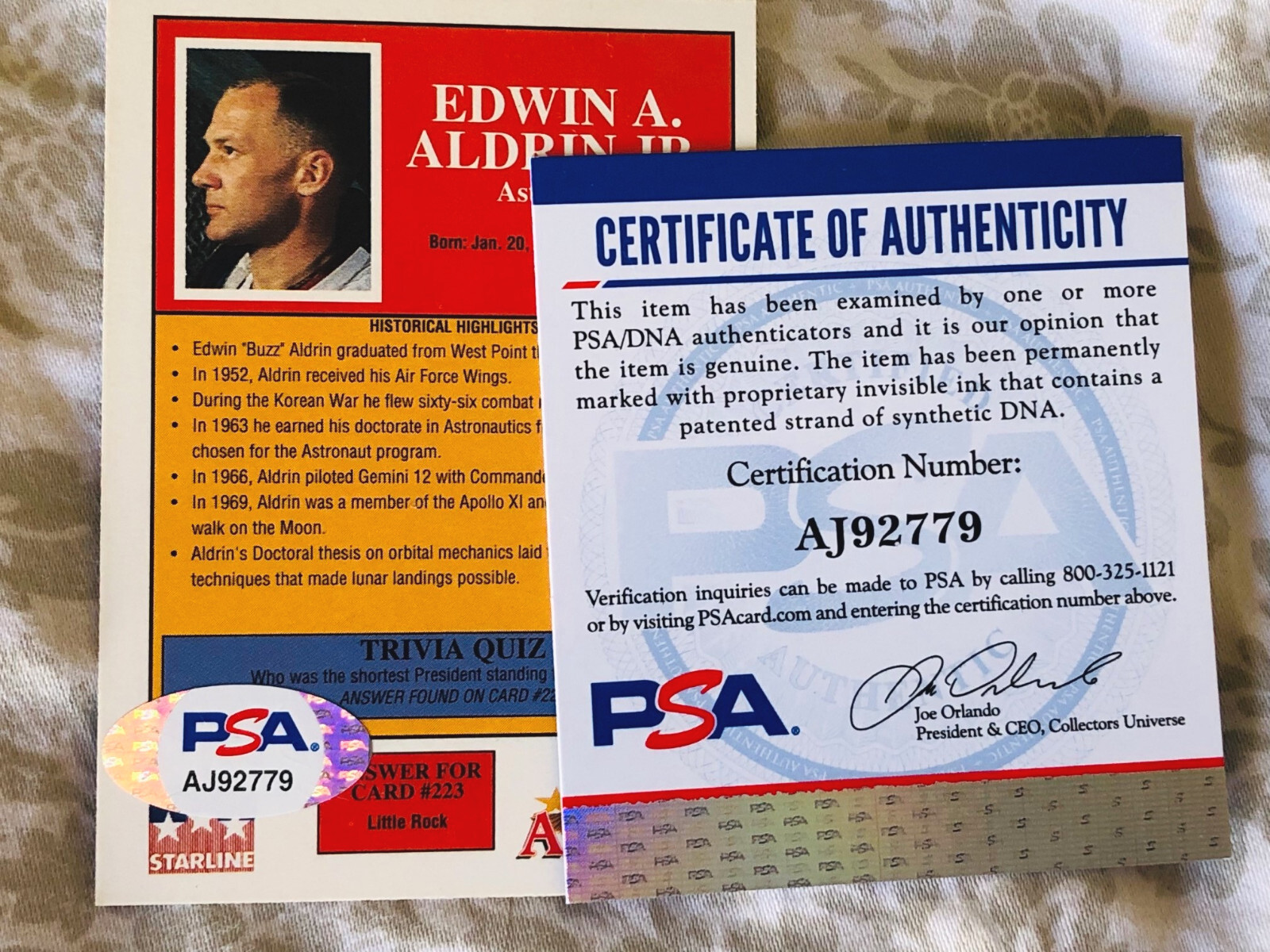 BUZZ ALDRIN APOLLO 11 ASTRONAUT SIGNED STARLINE AMERICANA CARD #224 PSA ...