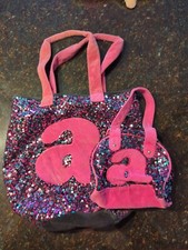 Justice Girl's Sequin Duffle Bag and Mini Bag with the letter A