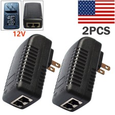 2PC POE Injector 12V 1A Wall Plug Ethernet Adapter IP Phone Camera Power Supply