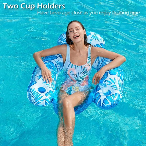 Inflatable Pool Float Chairs 2 Pack Floating Pool Chair Lounge Floats for Swim - Picture 6 of 8