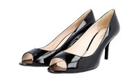 Prada Lackleder Peep Toe Pumps Schuhe - 1K290D - Schwarz - Neu - 40 Uk 7