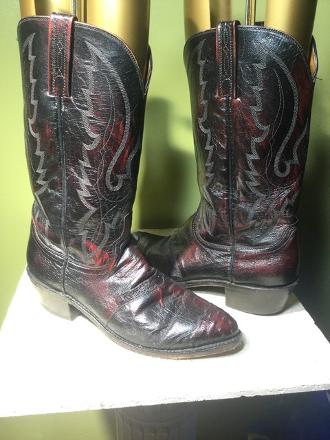 black cherry ostrich cowboy boots