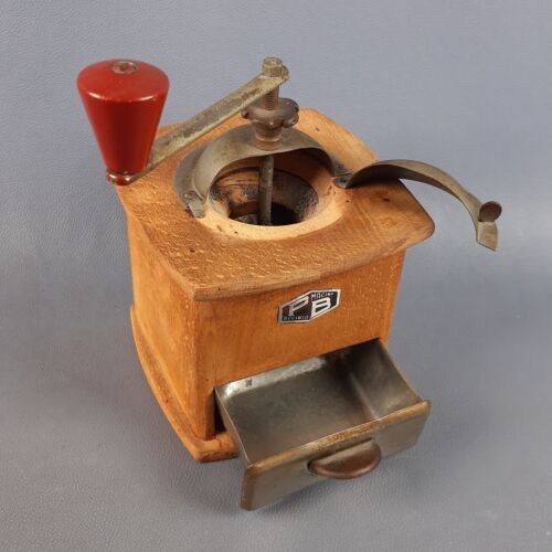 Macina Caffè PB Legno Metallo Macinino Da Collezione Vintage Anni ’50 - Foto 7 di 12