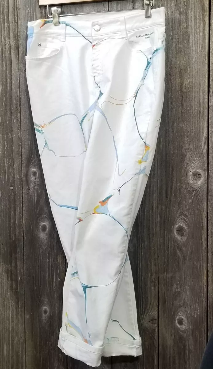 Stella McCartney Marbleized White Marble Artsy Straight Leg Denim Pants  Women 29