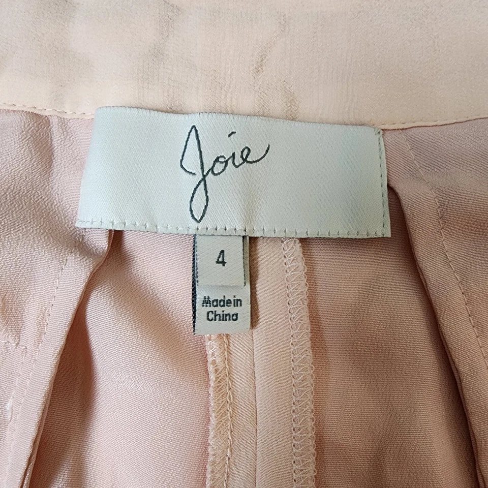 Joie Shorts 100% Silk Size 4 Pale Peach Pockets Zip Fly Side Slits Dressy  - Изображение 4 из 4