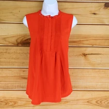A New Day Sleeveless Blouse Womens Size X Red Pleated Button-Up Business Career