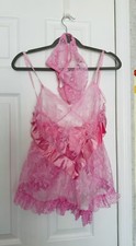 VTG Women  s Lingerie Set Baby Pink One Size Nylon top and panties