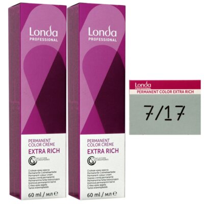 Londa Professional permanente Cremehaarfarbe Extra Rich 2 x 60 ml 7/17 mittelblo