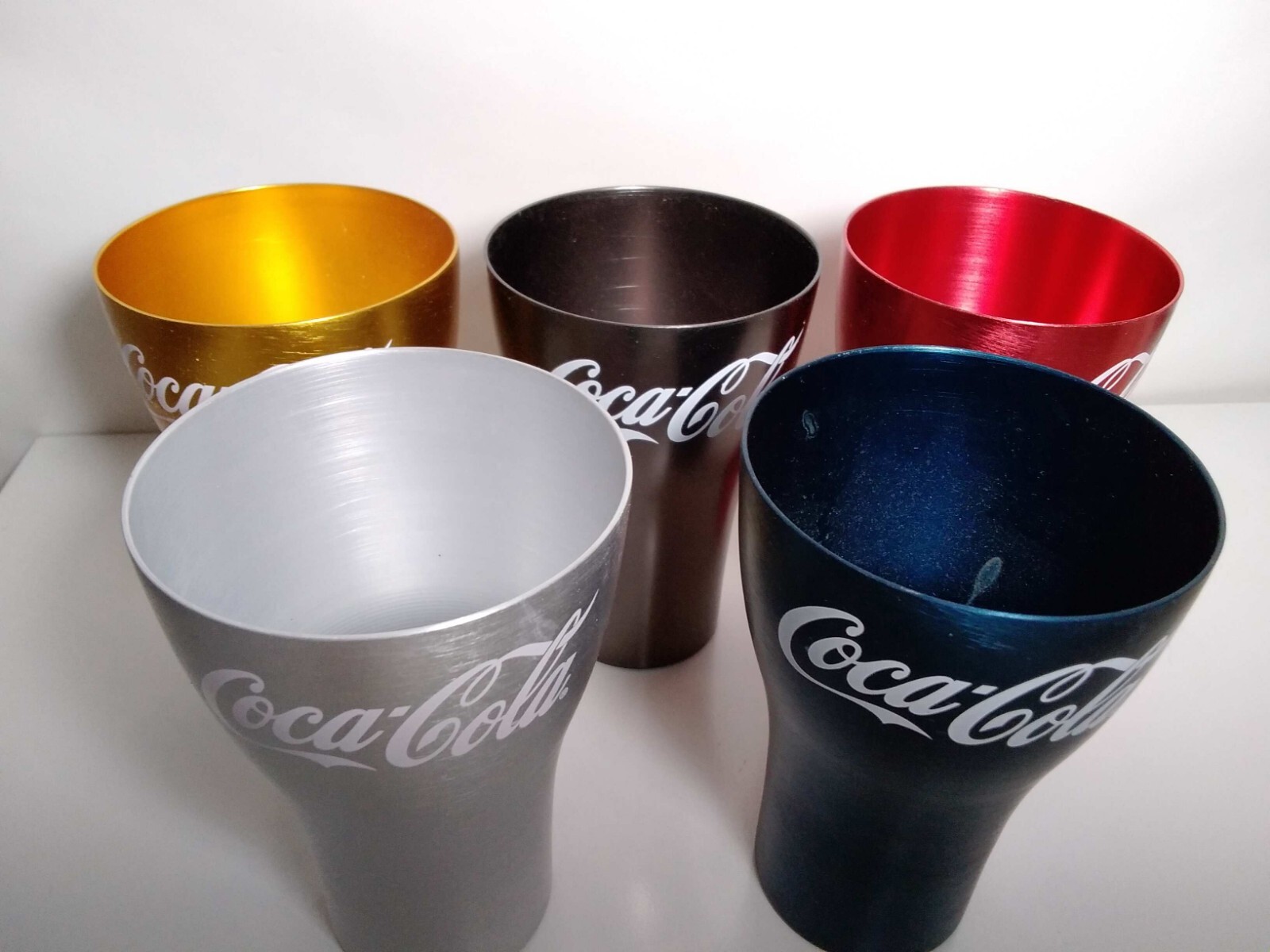 Set of 5 McDonalds 2020 CocaCola Anodised Aluminium Cups PreLoved Coke