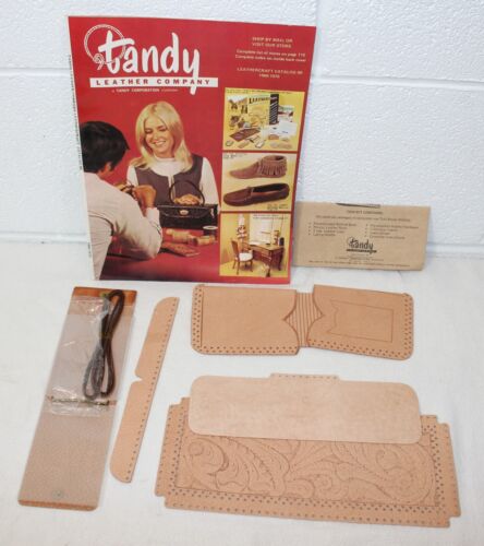 Vintage Tandy Leather Trail Blazer Wallet Kit Brand New COMPLETE + BONUS CATALOG