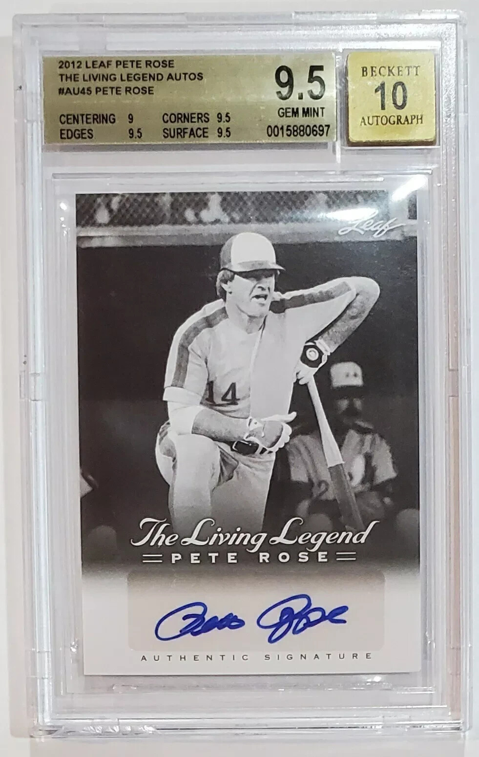 ⚾️2012 Leaf The Living Legend Autos PETE ROSE #AU45  BGS 9.5 10 Auto Autograph;