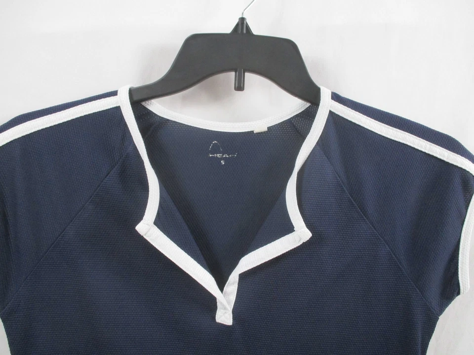 Camisa Head Mujer Pequeña Azul Manga Corta Cuello en V Pullover Atlético Poliéster Foto 2 de 4