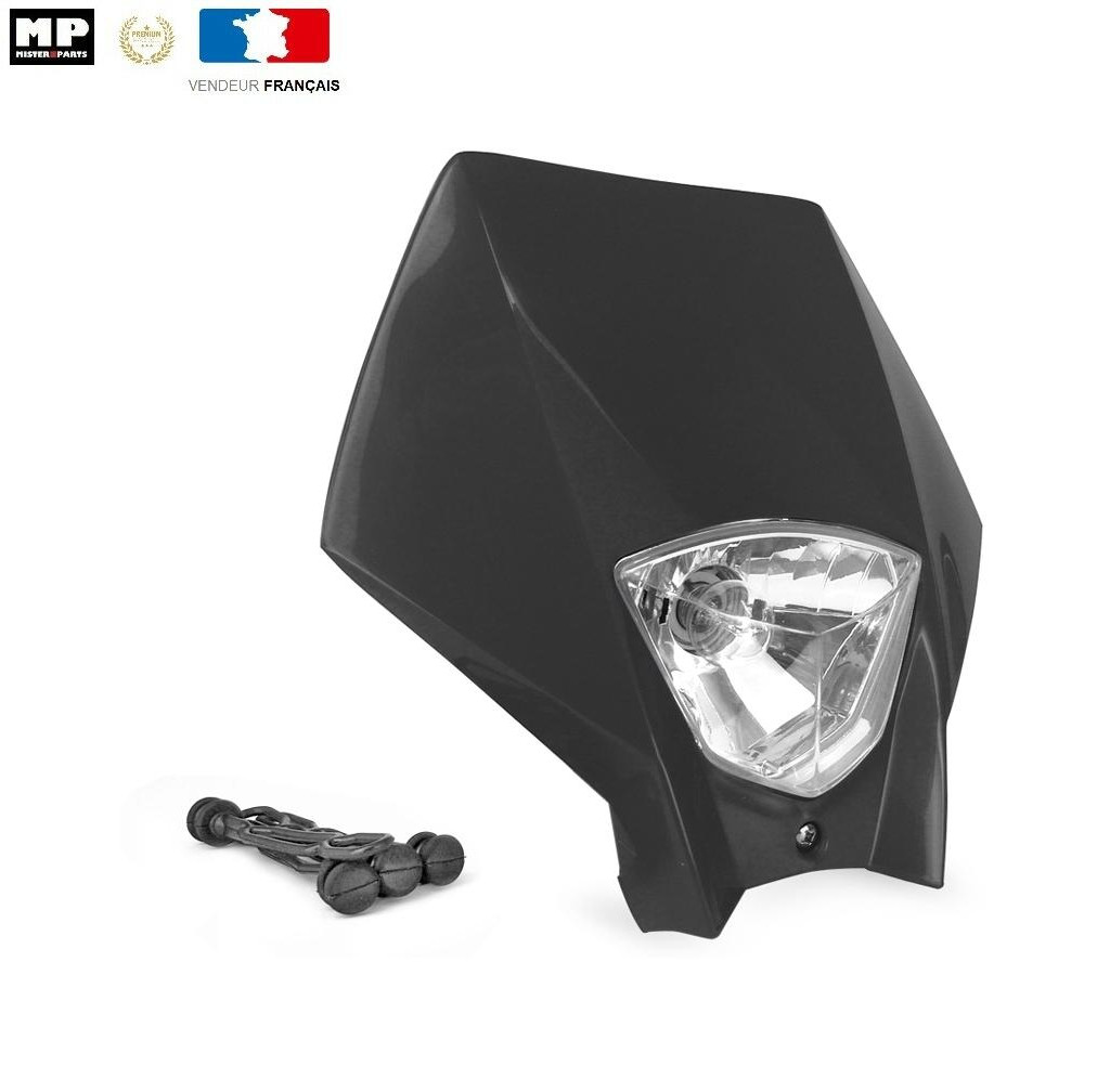 Plaque phare enduro Master avec optique halogène puissante pour dirt bike