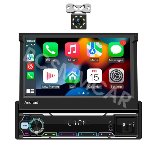 Car Radio Stereo 7in MP5 Player 1 Din GPS For Apple Carplay Andriod Auto W/Cam - Picture 12 of 24