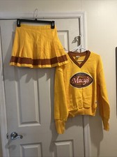 Vintage Varsity Cheerleading Uniform Sweater Gold Brown Macys