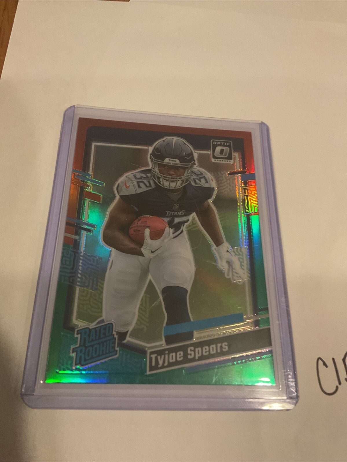 Tyjae Spears PSA 9 2023 Donruss - Rated Rookie Optic Preview Red & Green Titans