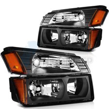 For 2002-2006 Chevy Avalanche Headlights Assembly Black Housing Clear Lens Pair