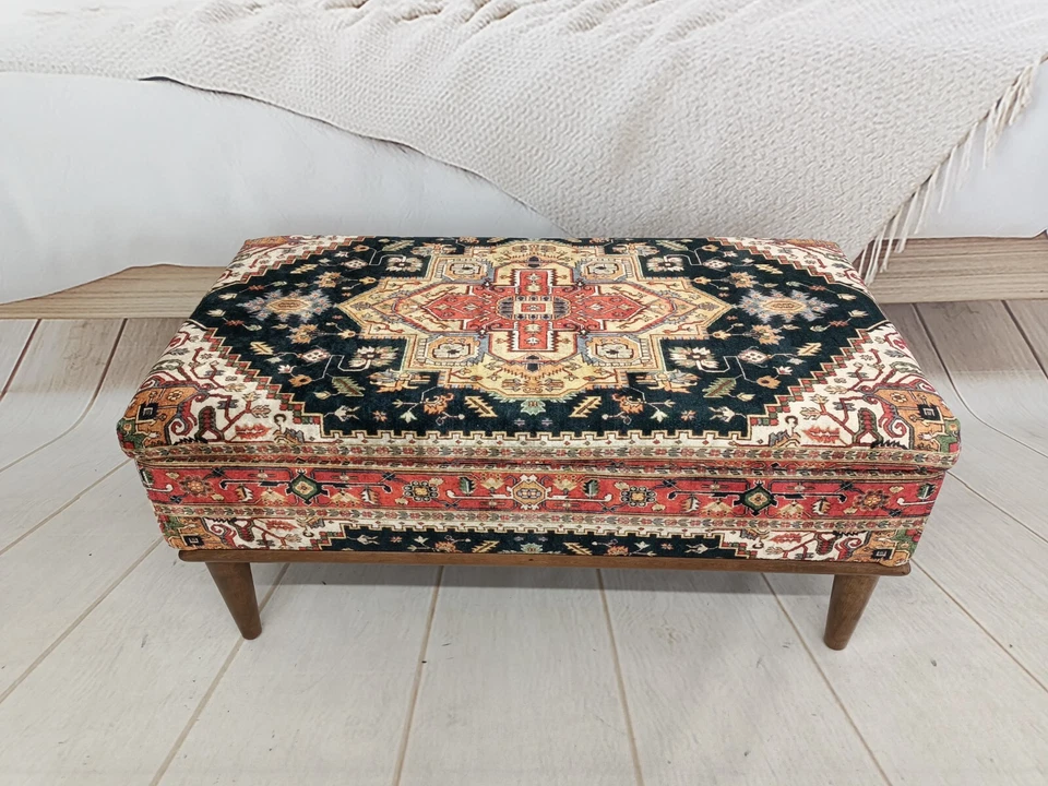 Hidden storage, Ottoman bench, Bohemian bench,Footstool bench, Mudroom organizer - Image 3 of 4