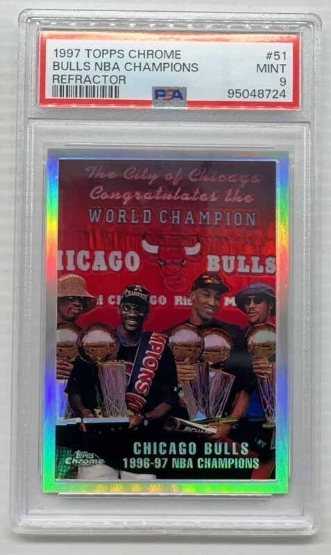 1997-98 Topps Chrome Chicago Bulls NBA Champions Refractor #51 PSA 9 MINT