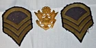 vintage WWII military US ARMY badge EAGLE pin hat cap, SERGEANT PATCHES