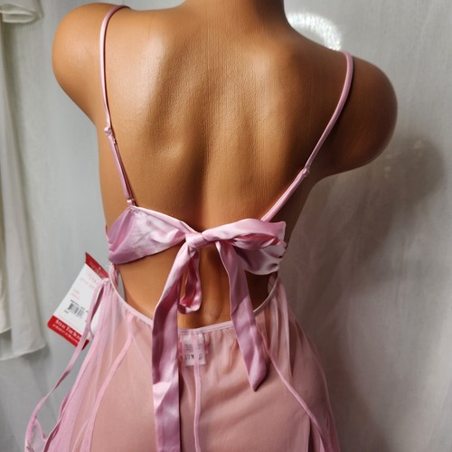 Shirley of Hollywood Lace Sheer Babydoll Nightie Satin Ribbon Thong panties XL - Picture 7 of 10