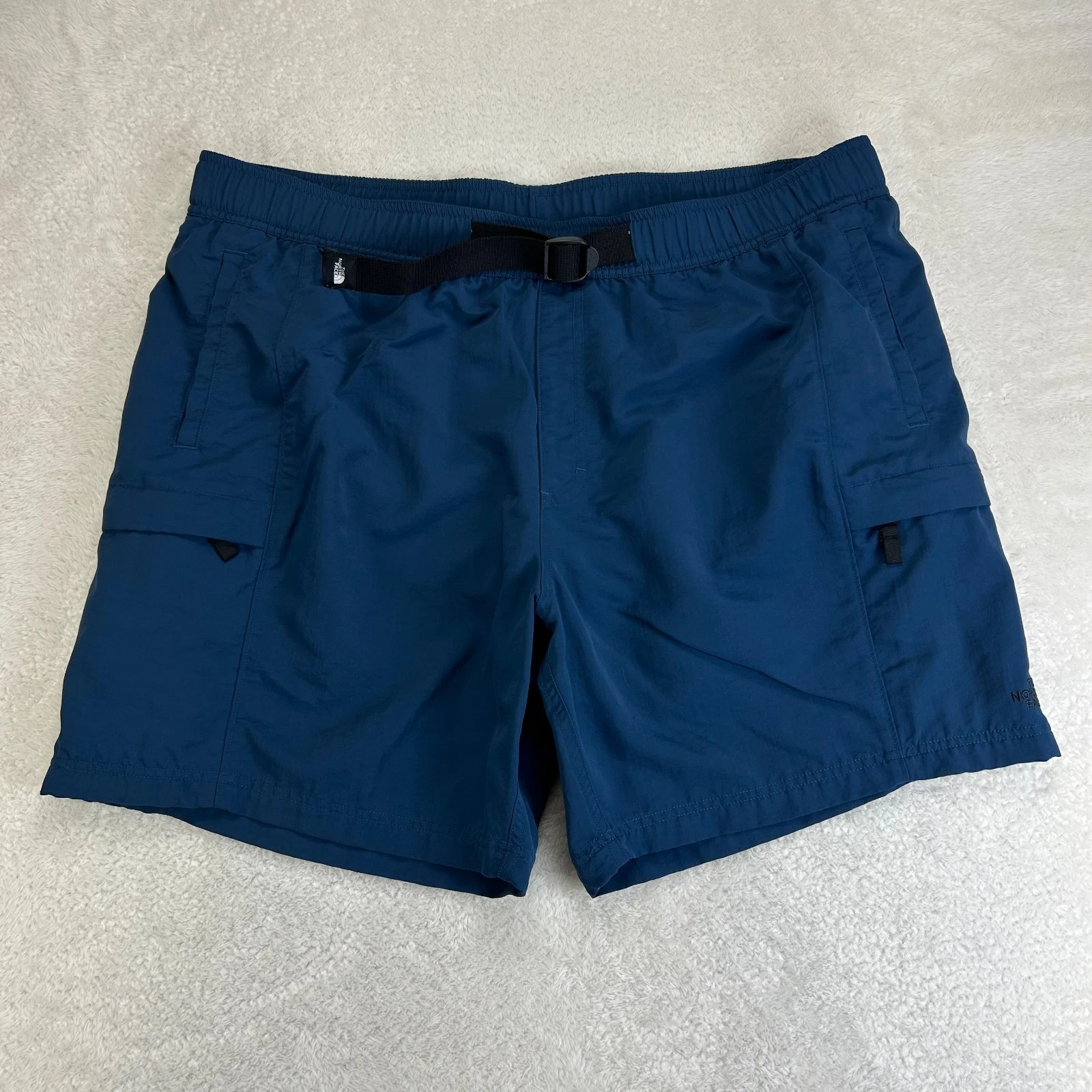 The North Face Cargo Shorts Mens 2XL Navy Blue Classic V Belted Trunk Mesh Lined