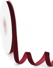 3/8" Wide Velvet Ribbon, 10 Yards - Burgundy Velvet Ribbon on Spool for Crafts,