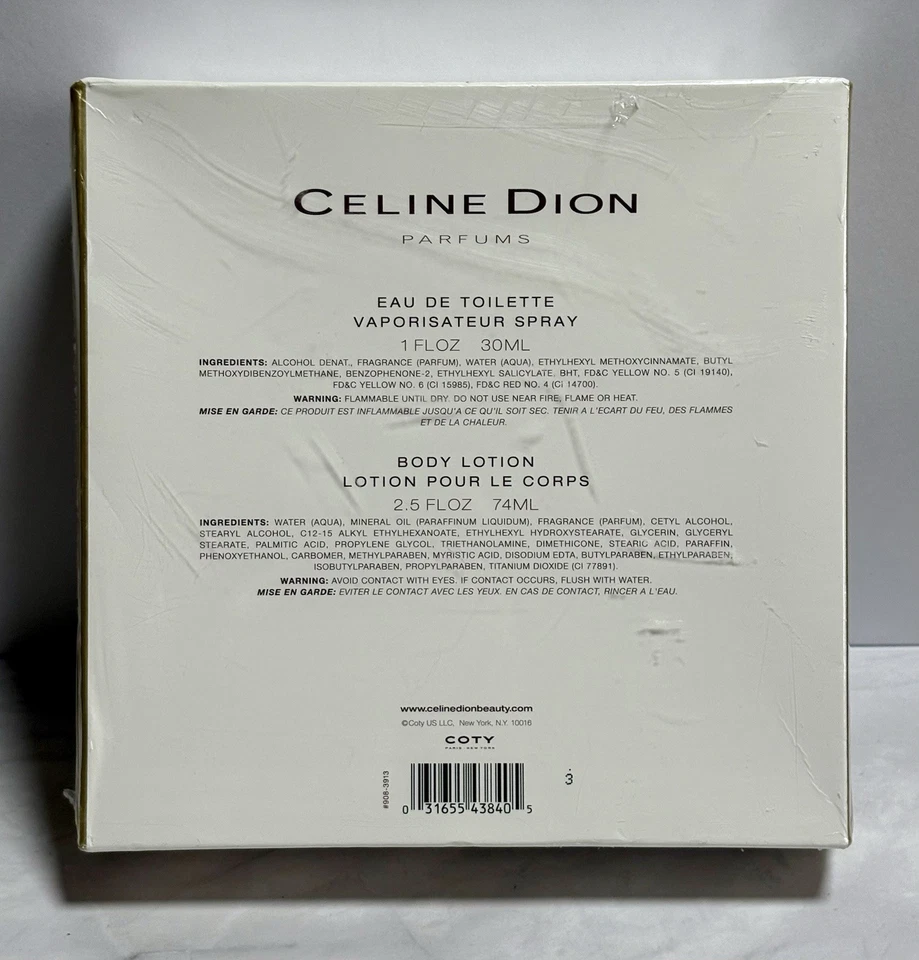 Celine Dion 1oz EDT PERFUME Spray y 2.5oz LOCIÓN CORPORAL Caja de Regalo Set Para Mujeres Nuevo en Caja Foto 3 de 4