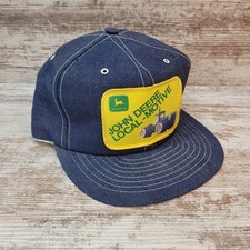 John Deere Local-motive Patch Trucker Hat Denim Snap Back Cap Louisville USA VTG