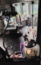 Black Corner Dressing Table with 3 Mirrors, 5 Drawers and Lights