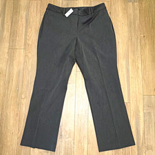 Talbots Women’s 14W Bootcut Dress Pants Gray Solid Pockets Elastic Waist Zip NWT