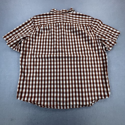 Carhartt Shirt Mens 2XL Brown Plaid Button Up Short Sleeve Relaxed Fit Logo - Picture 10 of 11