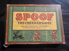 Antique Milton Bradley Spoof Game c.1918   Cards, Batons, Rules, Box