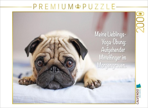 Calvendo Puzzle A Pug Puppy Is Lying On The Edge Of The Bed | 2000 Pieces, Finis-image