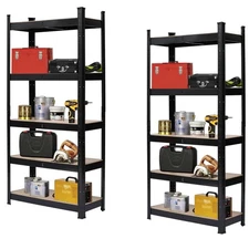 Set Of 2 Adjustable 5-Tier Shelf Garage Shelving Unit Rack Storage Oragnizers