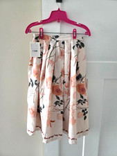 Simple Retro Skirt Peach Roses Floral NWT Medium Polyester Cotton Blend