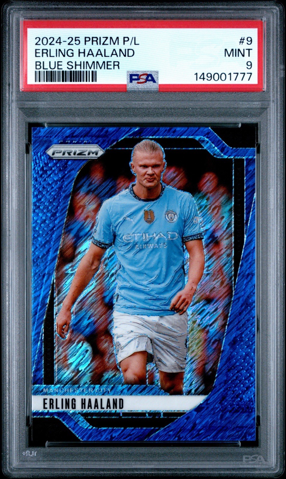 2024-25 Panini Prizm Manchester City Erling Haaland Blue Shimmer /8 Color Match