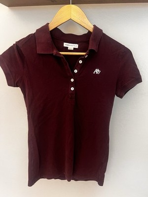AEROPOSTALE Polo Shirt M Y2K Burgundy 90s Short Sleeve Golf Collared A87 Logo