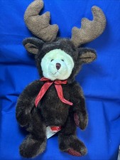 Russ Bears from the Past Broose Plush Teddy Bear in Moose Hood Christmas 846