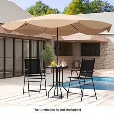 Patio Bistro Furniture With Umbrella Hole 3 PCS Outdoor Bar Stool Set