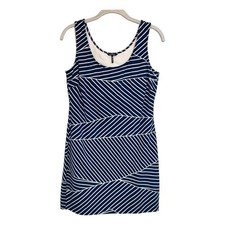 Daisy Fuentes Striped Sleeveless Mini Dress in Navy Combo - Size M