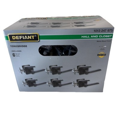 6 Defiant Tonebridge Matte Black Hall and Closet Door Lever Passage Door 6 Pack