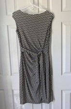 Ralph Lauren Geometric Print Sheath Dress Black & Ivory Faux Wrap  Size 6 