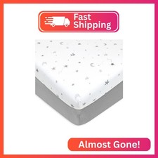 American Baby Company 2 Pack 100 Natural Cotton Fitted Pack and Play Sheets 39"