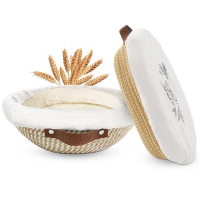 Nikkar Banneton Bread Proofing Basket Set of 2, 9 10 9''Round+10''Oval, natural