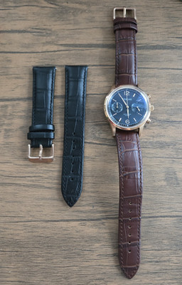 Vescari The Chestor Rosegold Black Dial 40 mm Chronograph Brown & Black Leather