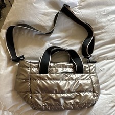 Metallic Silver Quilted Small Crossbody/Shoul...