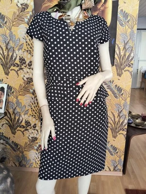 Kleid Comma gepunktet 40 38 M klassisch Vintage absolut neu Krepp NP119€ edel - Bild 1 von 4