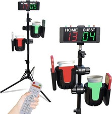 YZ Digital Cornhole Scoreboard with Drink Holder Set, black red-green