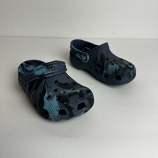 Crocs Clogs Kid's Size 8C Shoes Blue Tie-Dye Spray Marble Unisex Waterproof